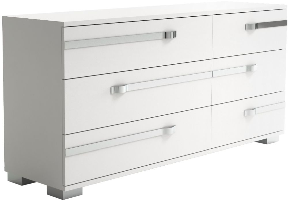 Product photograph of Status Volare Night White Italian 6 Drawer Double Dresser from Choice Furniture Superstore.